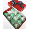 12pcs Green Marble, White & White Shimmer Chocolate Strawberries Gift Box